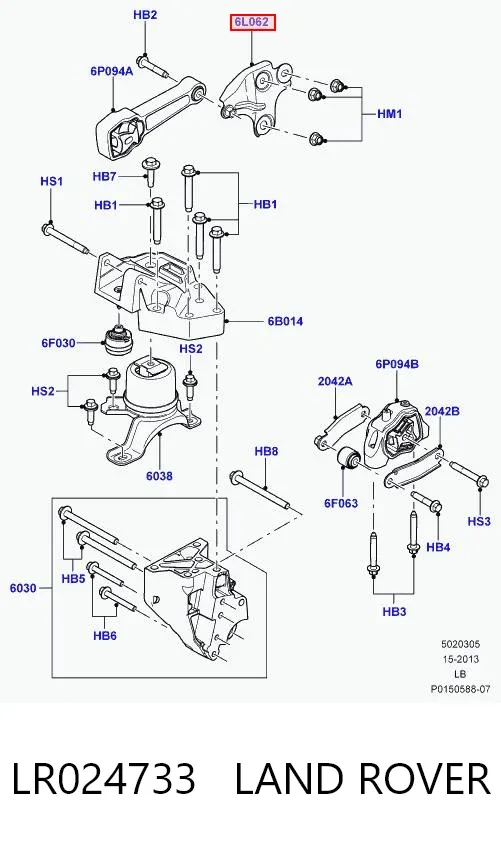 Кронштейн подушки (опори) двигуна, правої LR024733 Land Rover