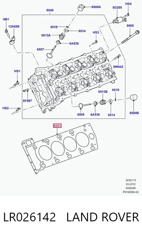Прокладка головки блока циліндрів (ГБЦ), ліва LR026142 Land Rover
