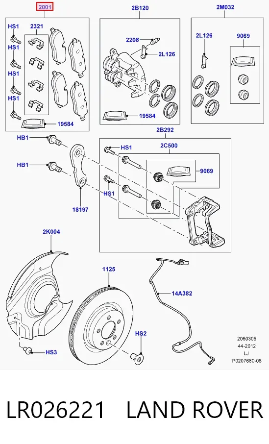 Передні тормозні колодки LR026221 Land Rover