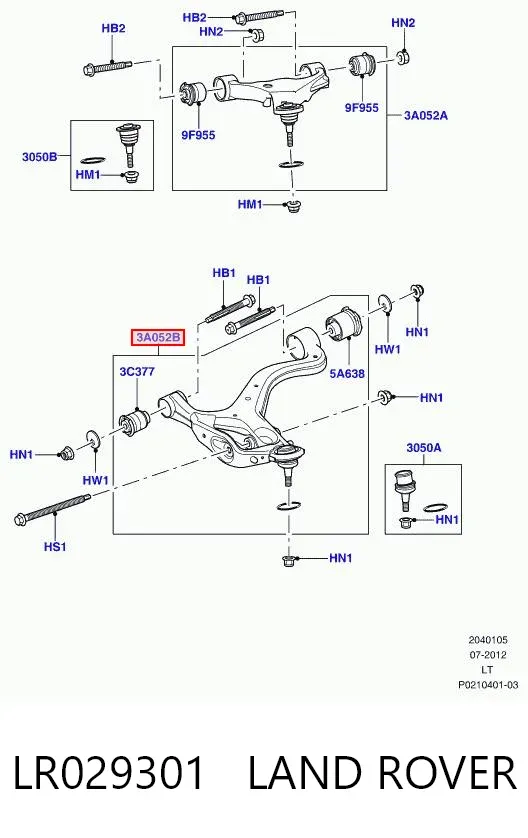 Важіль передньої підвіски нижній, правий LR029301 Land Rover