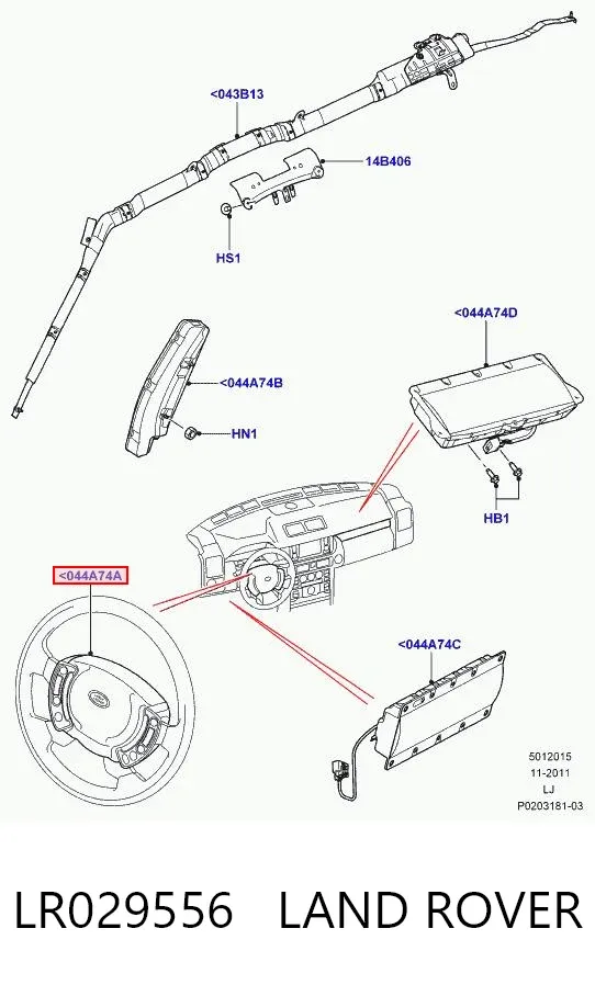 Подушка безпеки, водійська, AIRBAG LR029556 Land Rover