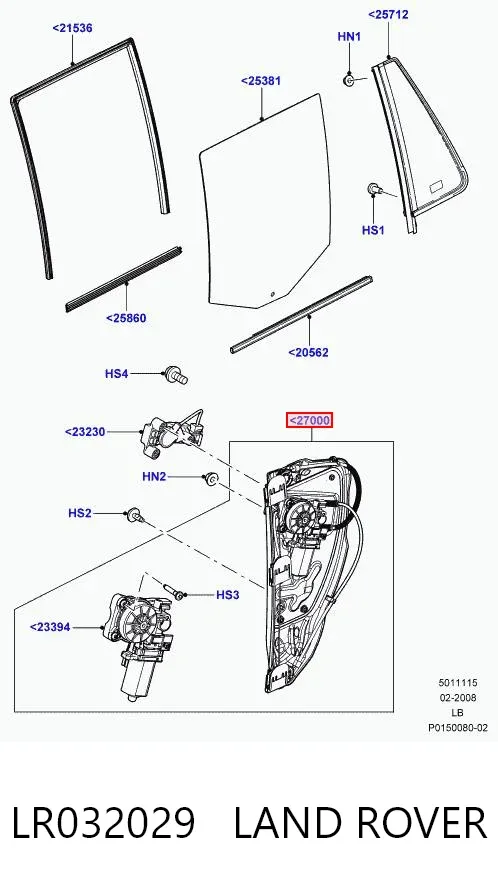 Механізм склопідіймача двері задньої, лівої LR032029 Land Rover