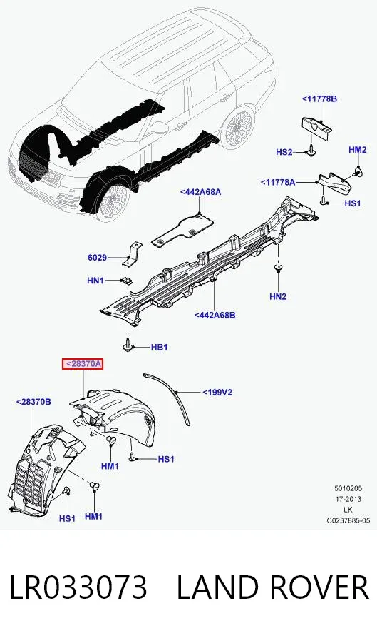 Підкрилок переднього крила, лівий задній LR033073 Land Rover