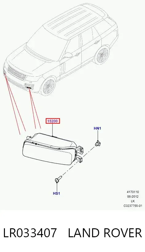 Фара протитуманна, ліва LR033407 Land Rover