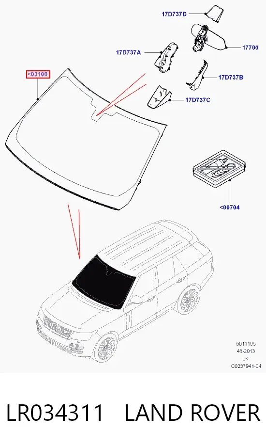 Лобове скло LR034311 Land Rover