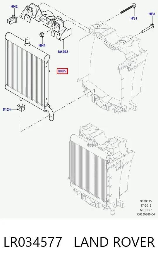 Радіатор охолодження, додатковий LR034577 Land Rover