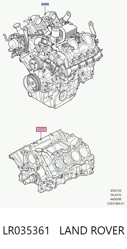 Блок циліндрів двигуна LR035361 Land Rover