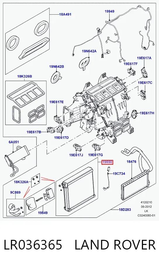 Випаровувач кондиціонера Land Rover Range Rover SPORT II