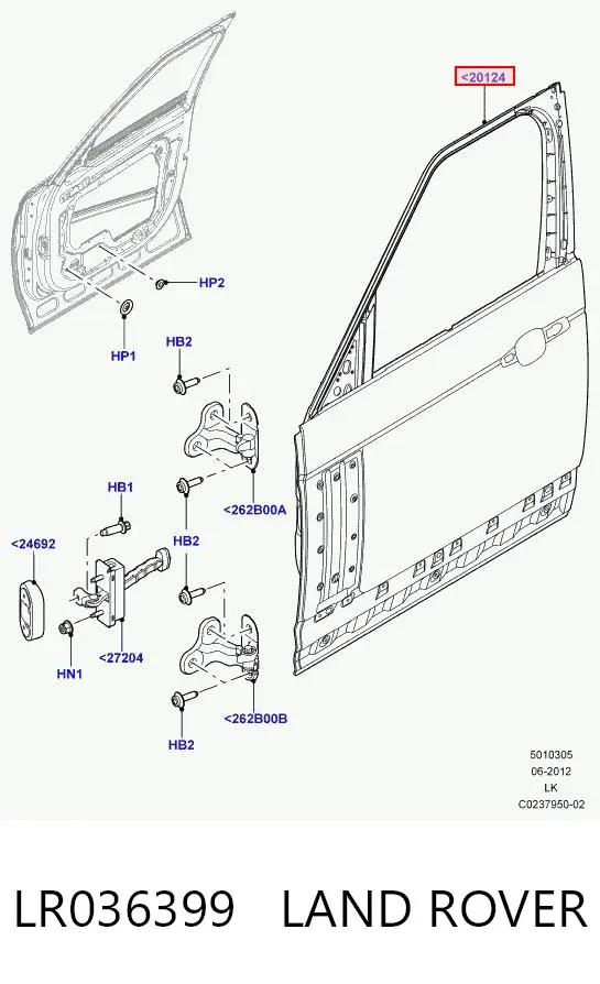 Двері праві передні CK5220124AA Land Rover
