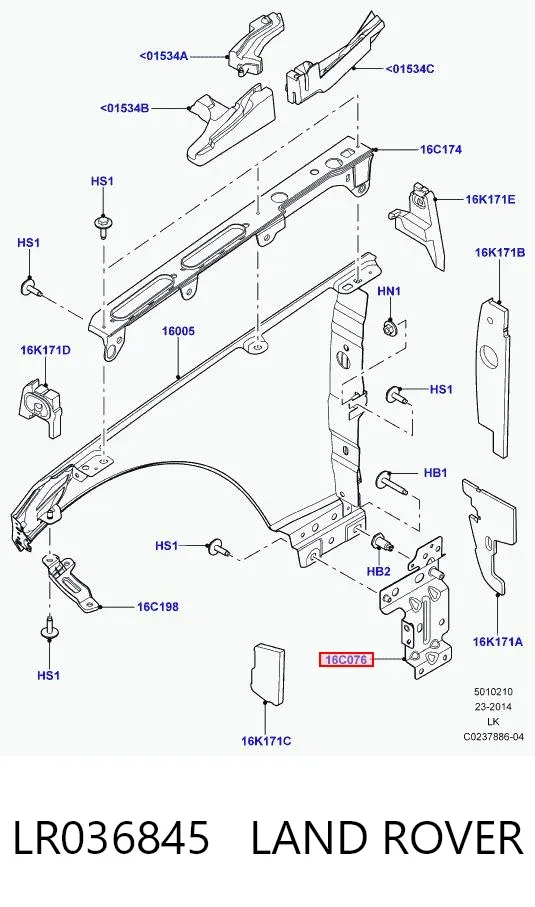 Кронштейн кріплення крила переднього правого, задній LR036845 Land Rover
