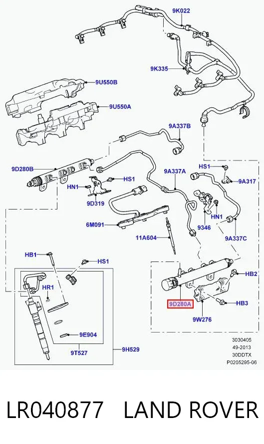 Розподільник палива (рампа) лівий LR040877 Land Rover