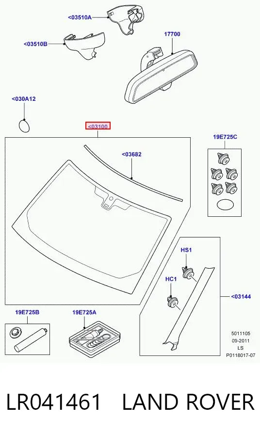Лобове скло LR041461 Land Rover