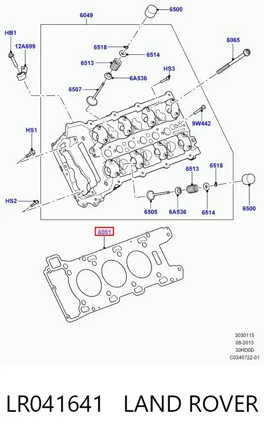 Прокладка головки блока циліндрів (ГБЦ), ліва LR041641 Land Rover