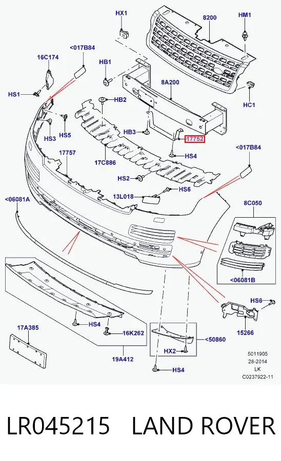 Кронштейн бампера переднього LR045215 Land Rover