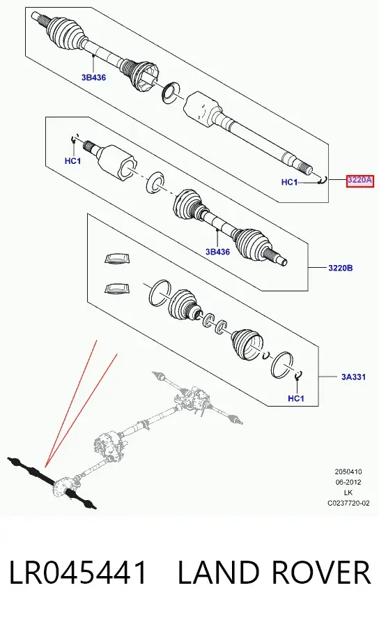 Піввісь права LR045441 Land Rover
