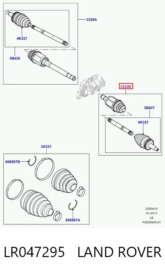 Ліва піввісь LR047295 Land Rover