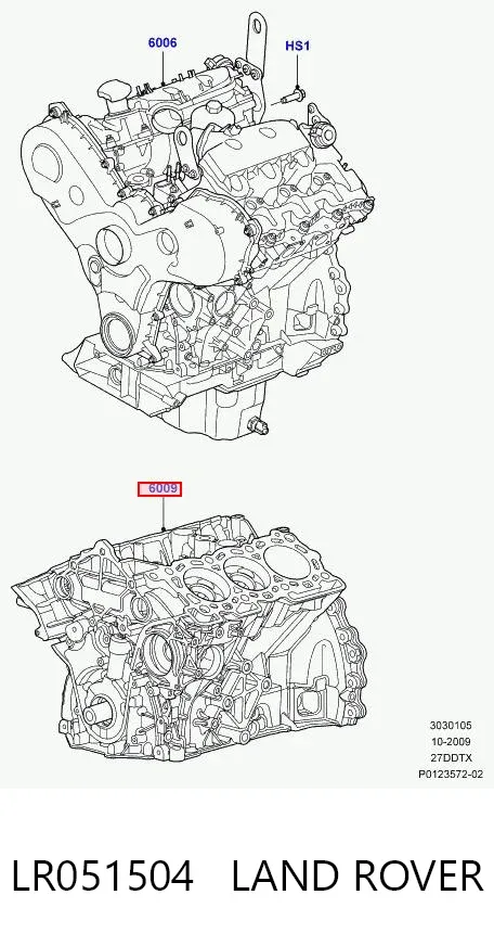 Блок циліндрів двигуна LR051504 Land Rover