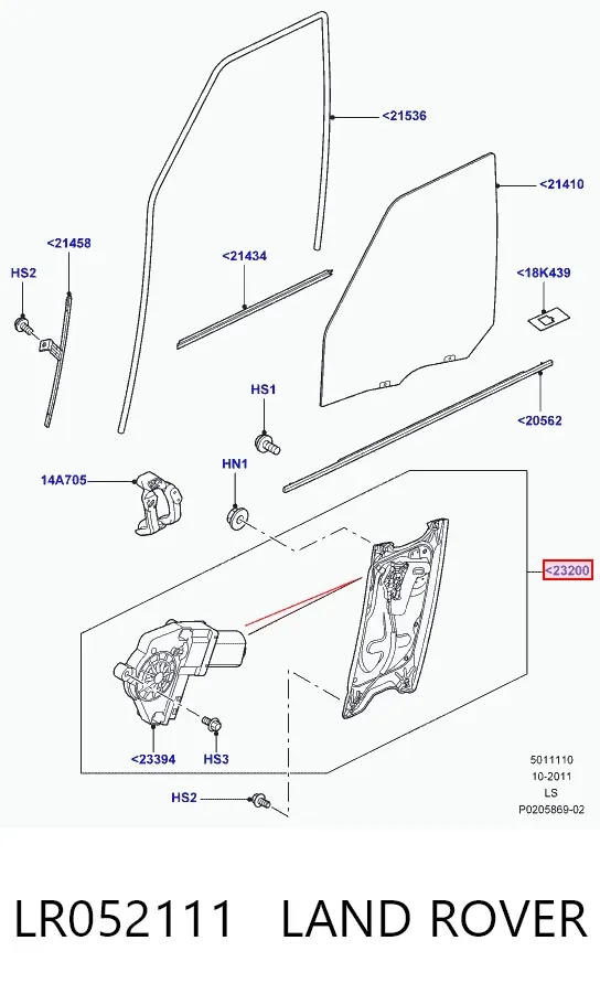 Механізм склопідіймача двері передньої, правої LR052111 Land Rover