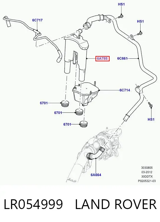 Клапан вентиляції картерних газів LR054999 Land Rover