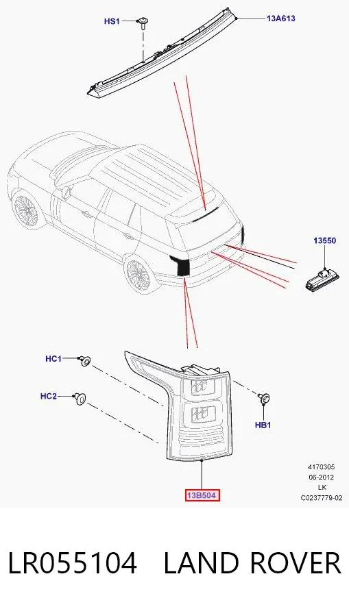 Задня права фара LR055104 Land Rover
