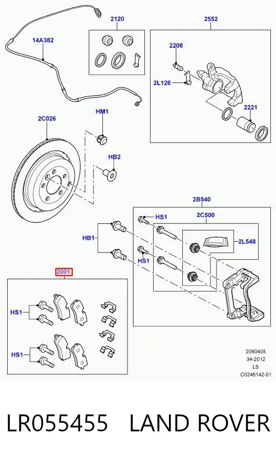 Задні гальмівні колодки LR055455 Land Rover