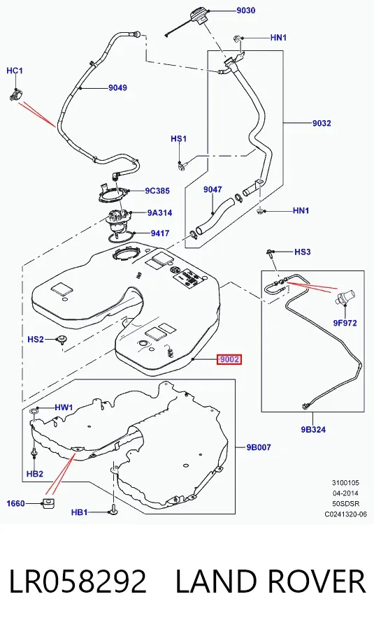 Паливний бак LR058292 Land Rover
