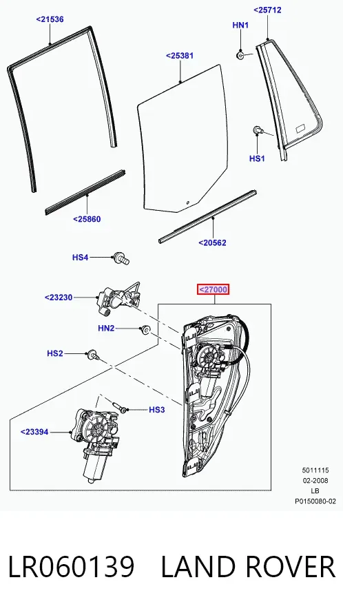 Механізм склопідіймача двері задньої, лівої LR060139 Land Rover