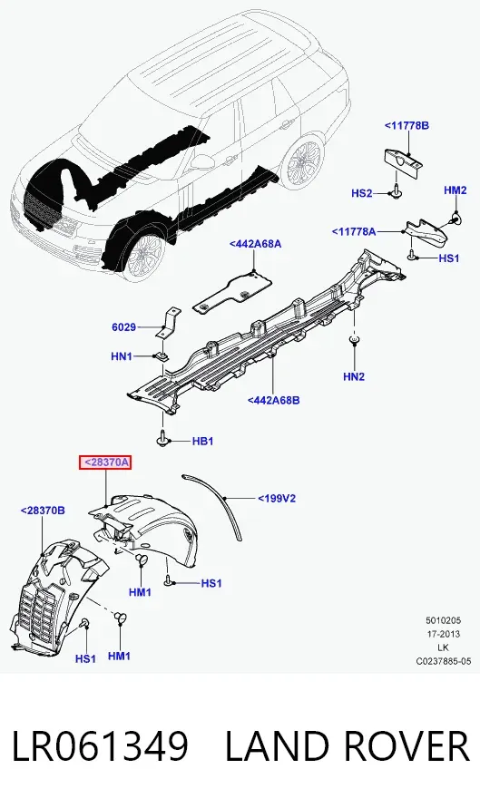 Підкрилок переднього крила, лівий задній LR061349 Land Rover