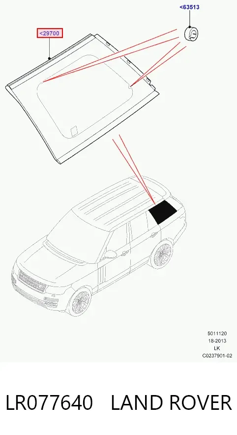 Скло багажного відсіку, ліве LR077640 Land Rover