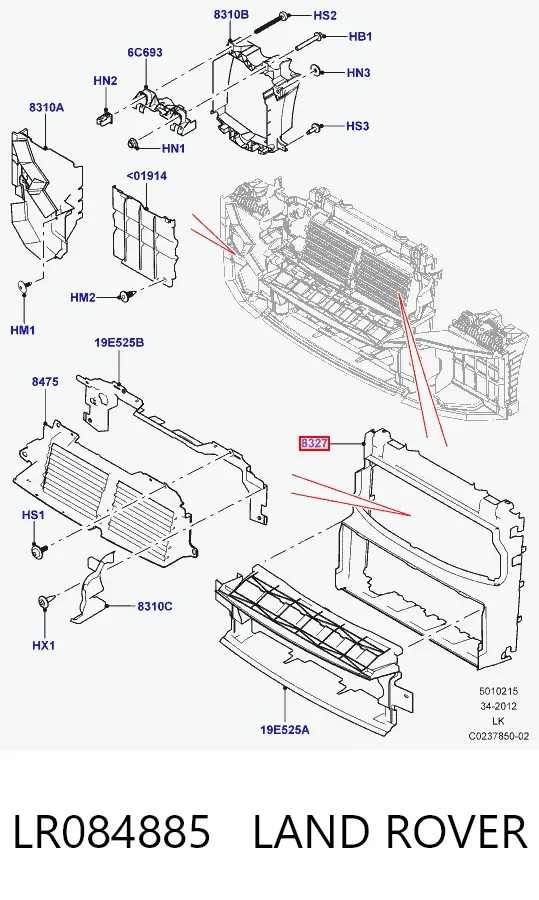 Повітропровід радіатора LR084885 Land Rover