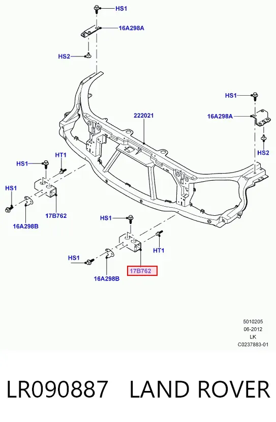 Кронштейн передньої панелі, правий LR090887 Land Rover