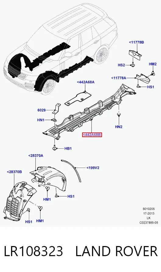 Захист днища, правий LR108323 Land Rover
