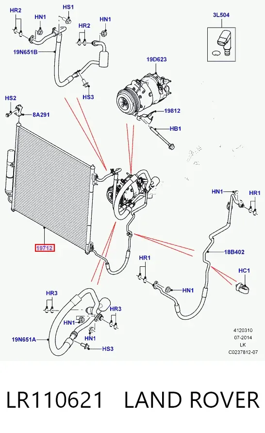 Радіатор кондиціонера LR110621 Land Rover