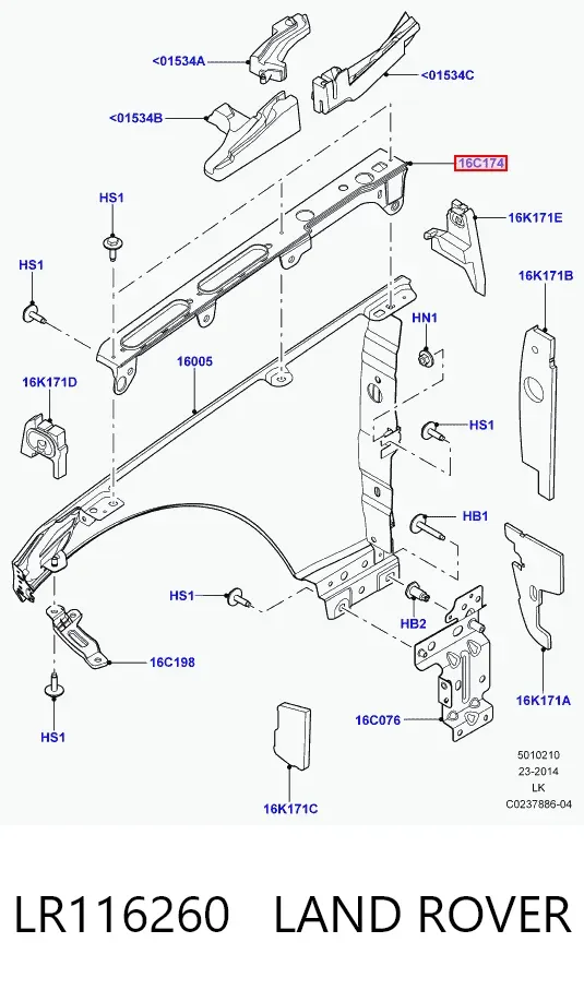 Кронштейн кріплення крила переднього правого верхній LR116260 Land Rover