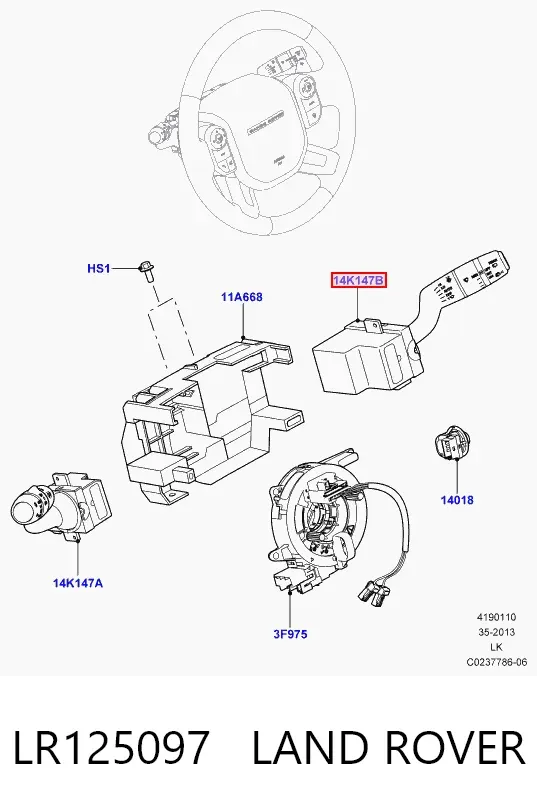 Перемикач підрульовий, правий LR125097 Land Rover