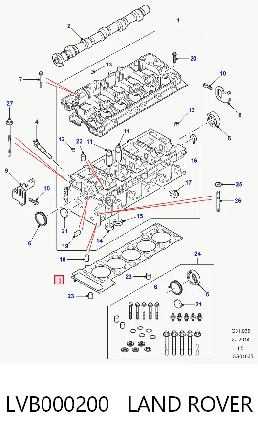 Прокладка ГБЦ LVB000200 Land Rover
