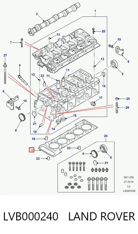 Прокладка ГБЦ LVB000240 Land Rover