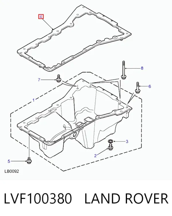 Прокладка піддону картера двигуна LVF100380 Land Rover