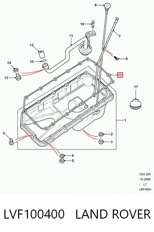 Прокладка піддону картера двигуна LVF100400 Bearmach
