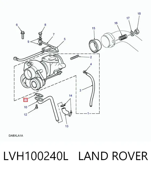 Прокладка шланга відводу масла від турбіни LVH100240L Land Rover