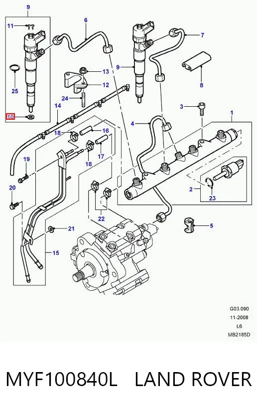 Кільце форсунки MYF100840L Land Rover