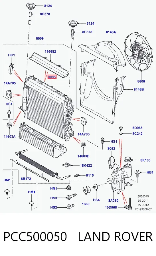 Радіатор PCC500050 Land Rover