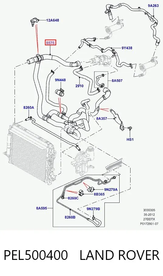 Патрубок термостата PEL500400 Land Rover