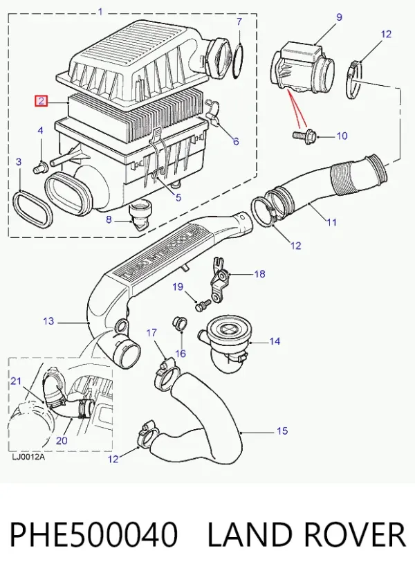 Повітряний фільтр PHE500040 Land Rover