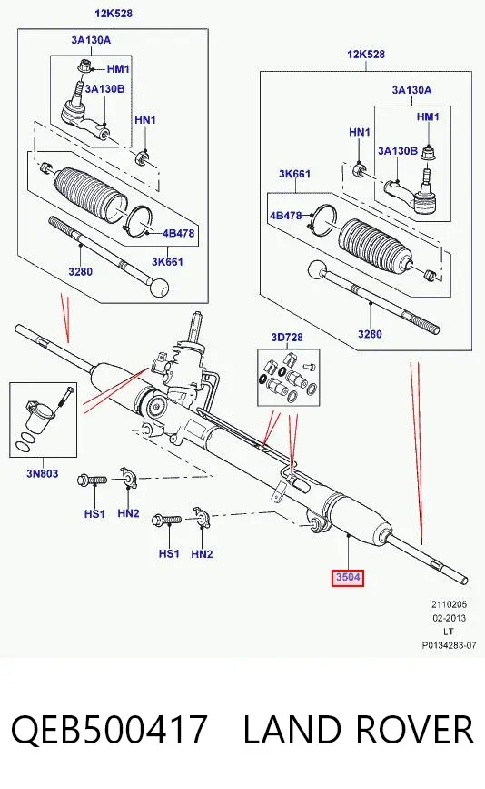Рульова рейка QEB500417 Land Rover