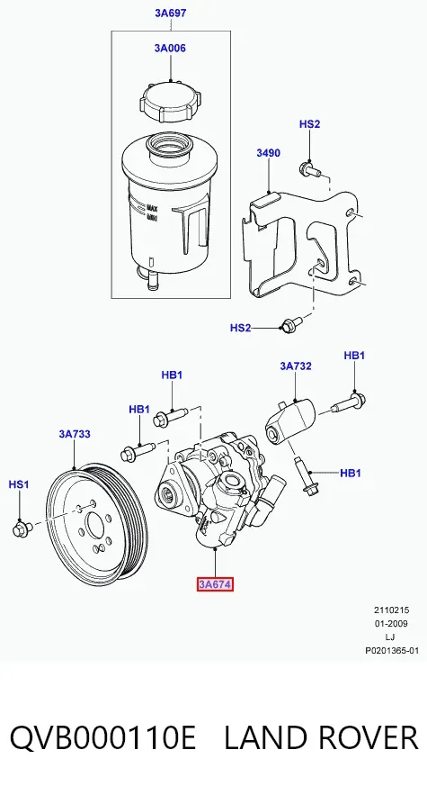Насос ГУР QVB000110E Land Rover