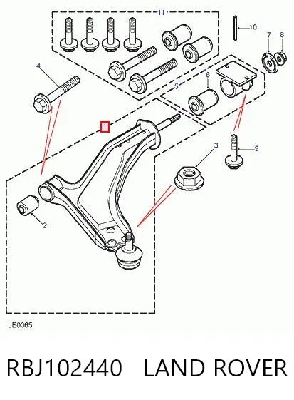 Важіль передньої підвіски нижній, правий RBJ102440 Land Rover