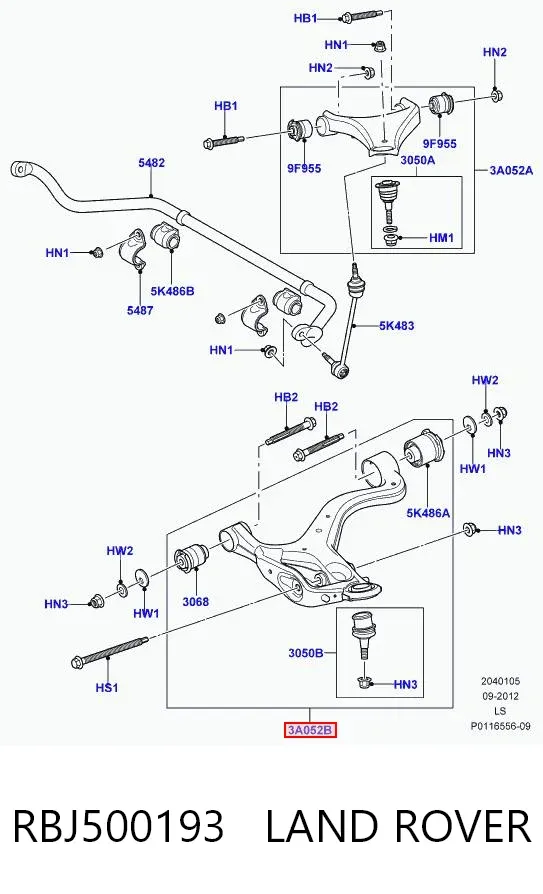 Важіль передньої підвіски нижній, лівий RBJ500193 Land Rover