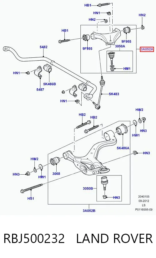 Важіль передньої підвіски верхній, лівий RBJ500232 Land Rover