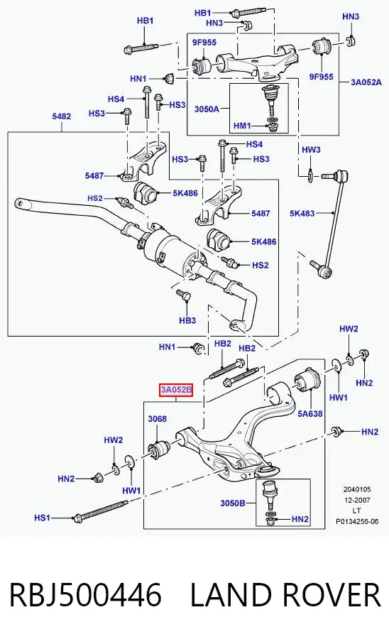 Важіль передньої підвіски нижній, правий RBJ500446 Land Rover
